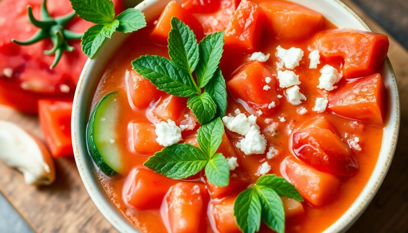 Gaspacho tomate pastèque : recette rafraîchissante d'été