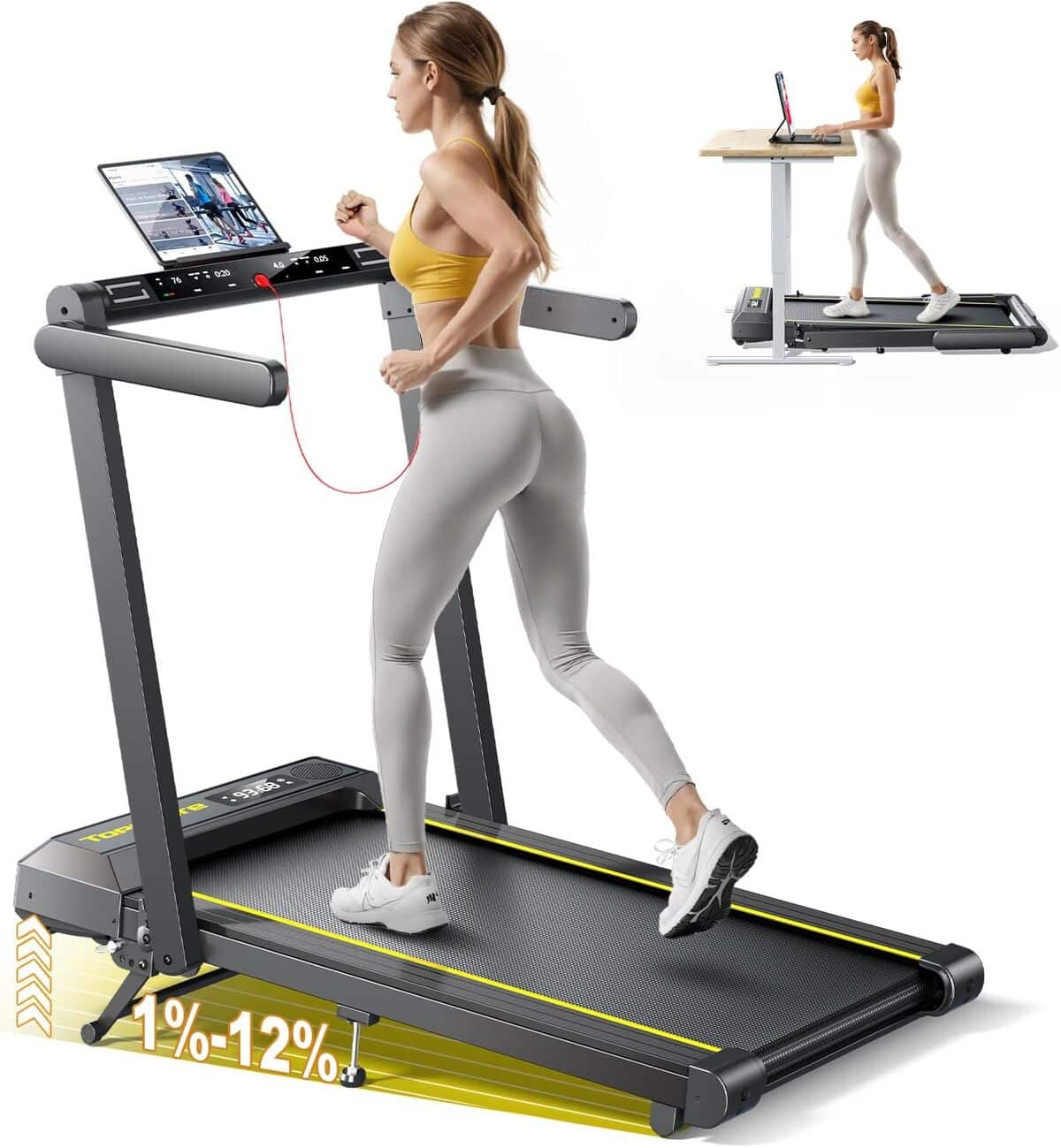 Test du tapis de course pliable 2.5 HP, vitesse max 16 km/h