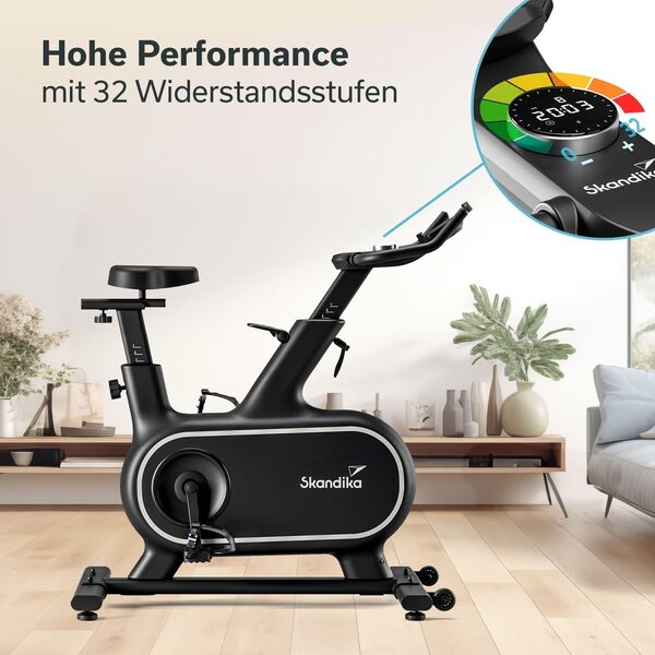 Skandika Vélo d'appartement connecté Cykling P12-H | 32 niveaux, système de freinage magnétique, Kinomap | Indoor Bike, vélo de fitness, vélo d'intérieur