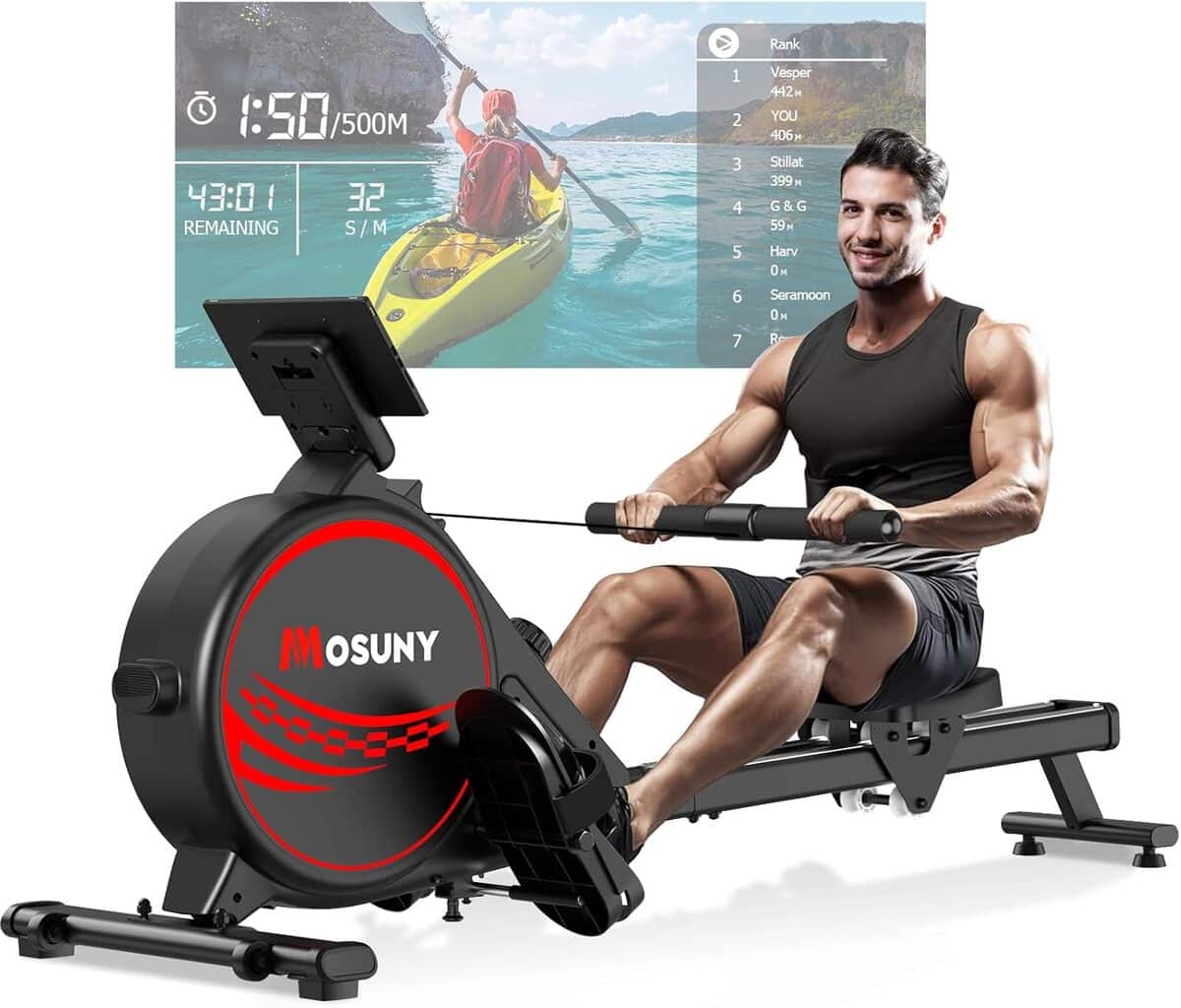 Test du rameur MOSUNY à 16 niveaux de résistance