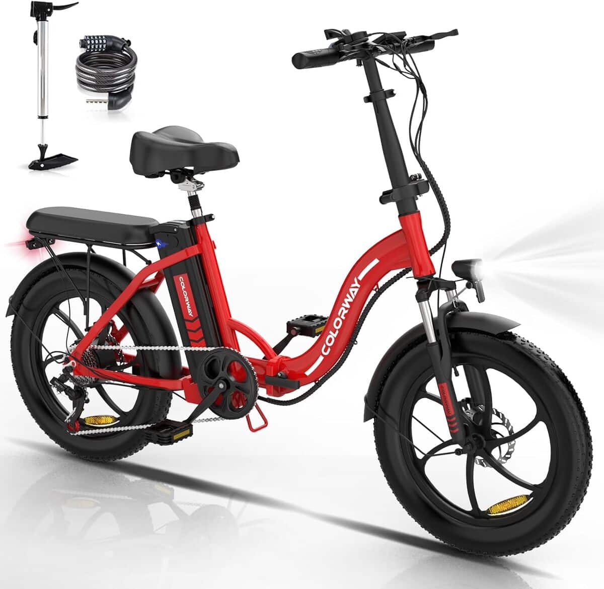 Test du vélo électrique pliant Colorway : moteur 250W et gros pneus 20×3, 0