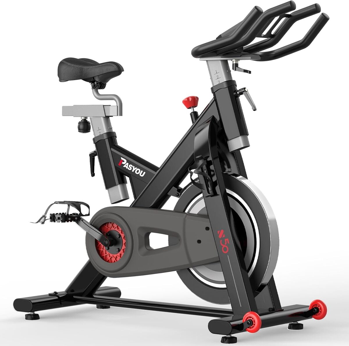 Test : vélo PASYOU S50, résistance magnétique et volant 15 kg