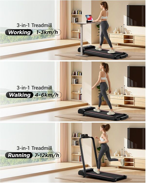 LONTEK Tapis de Course Pliable Inclinable 12KM/H, Tapis de Marche Pliable Inclinable 10%/15% avec Moteur Silencieux Amélioré de 3.0HP, Charge Max 136KG