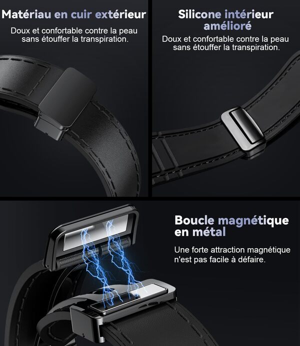 GPS Montre Connectée Homme avec 530mAh Batterie(Noir), 1,43
