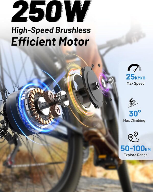 DUOTTS C29 Velo Électrique, VTT Homme Adulte 29 Pouces avec Batterie Amovible 48V 15Ah, Velo Femme Ville, Écran LCD et 21 Vitesses, E-Montagne Bike avec Double Disque de Frein et 250W Moteur Arrière