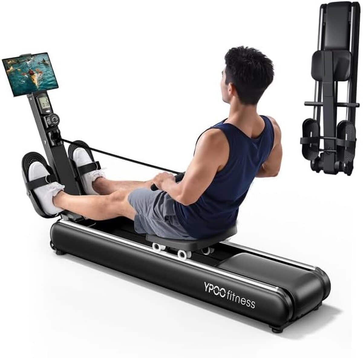 Test du rameur pliable YPOO à 16 niveaux de résistance