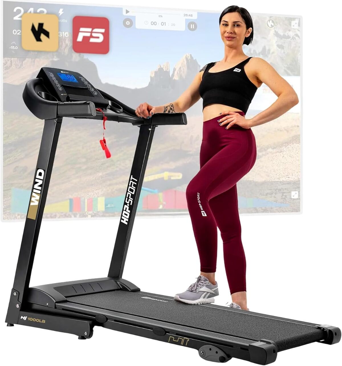 Test du tapis de course pliable Hop-Sport HS-1000LB Wind, moteur 2, 0 CV