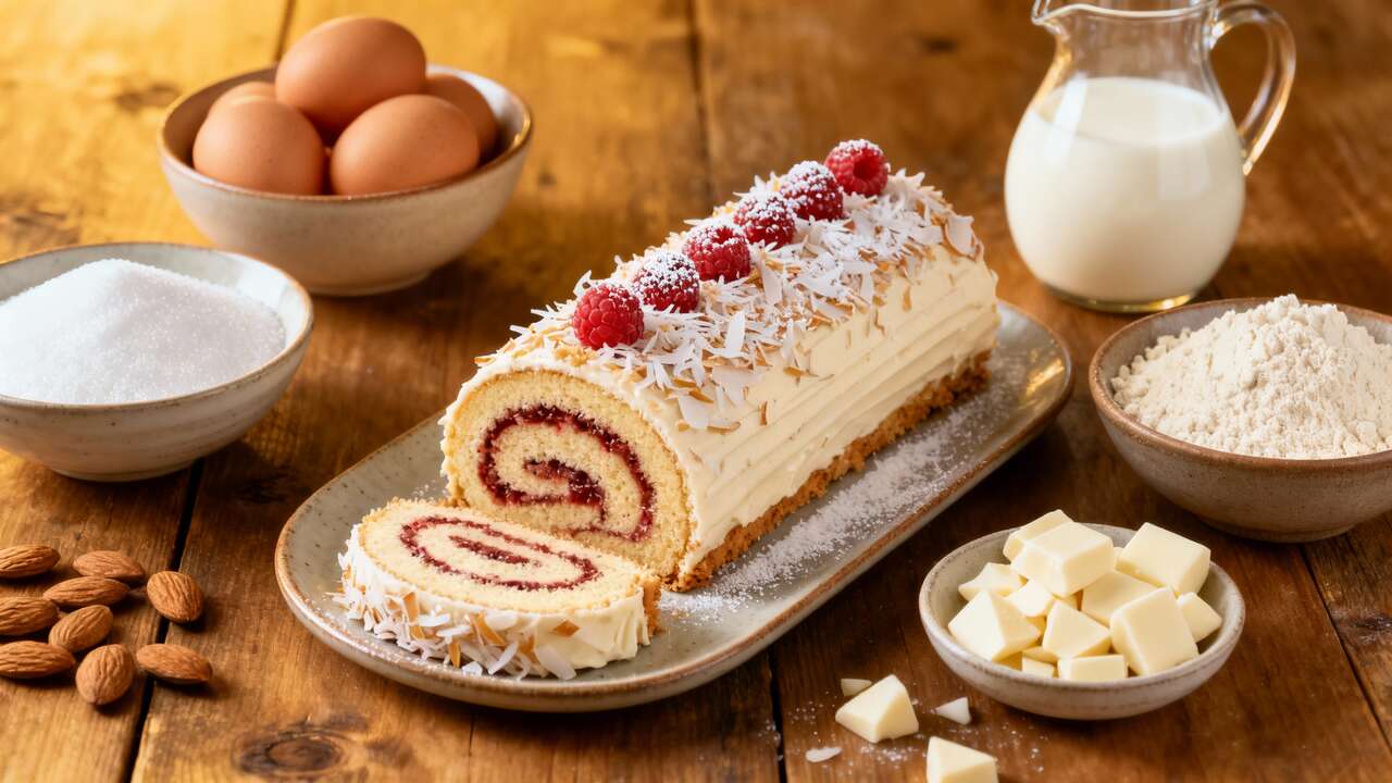 Bûche roulée coco framboises : la recette gourmande