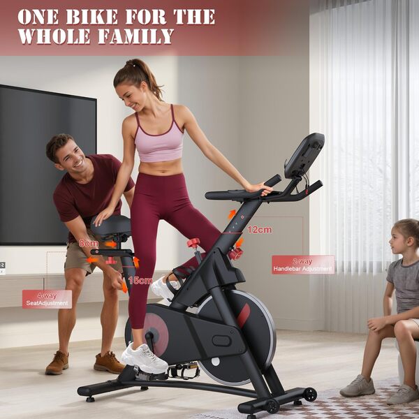 Devoko Idoor Bike Vélo d'appartement professionnel silencieux avec résistance magnétique pour l'intérieur avec écran LCD et housse de siège souple 150 kg