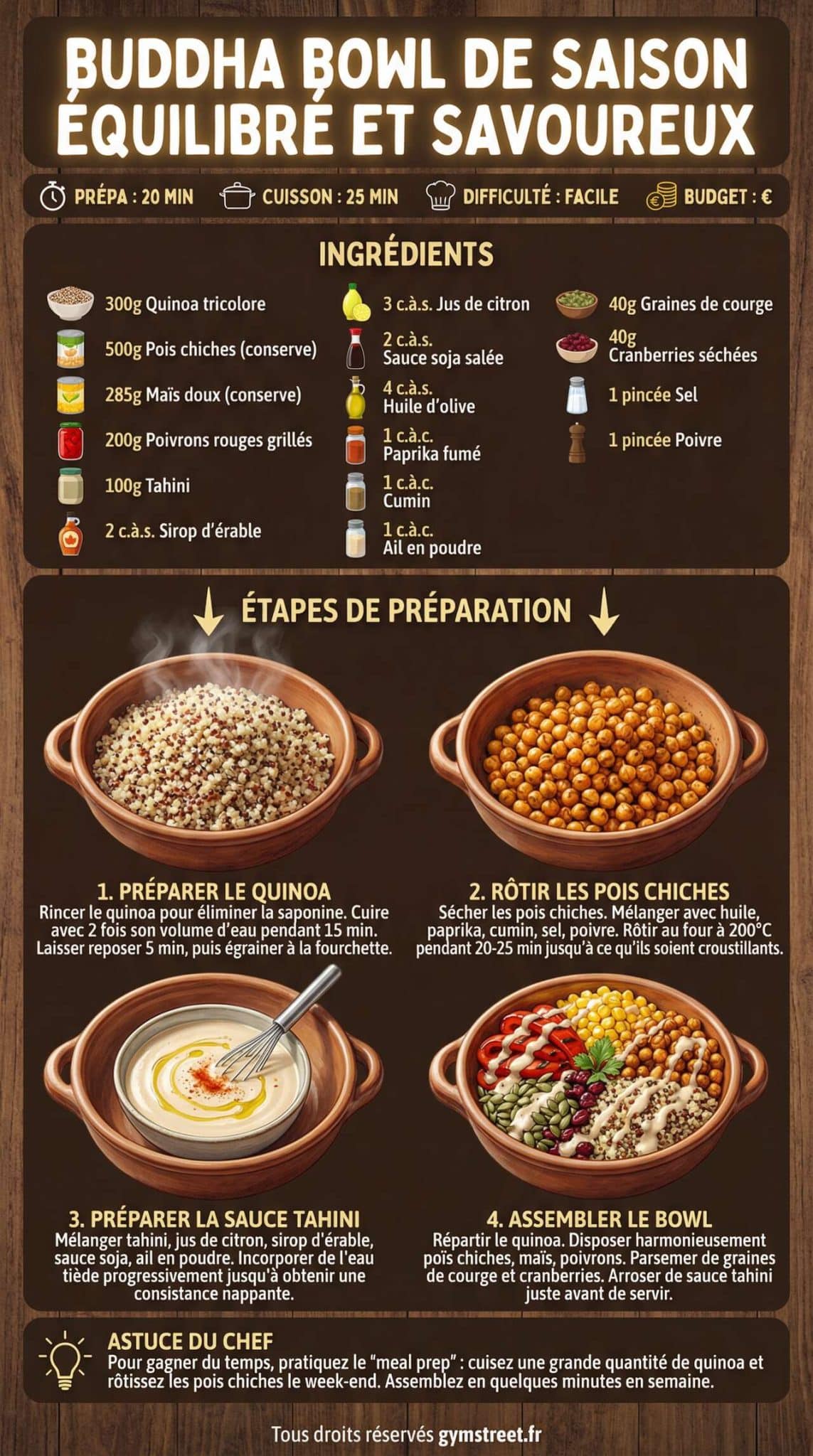 Fiche recette Recette : buddha Bowl de Saison &eacute;quilibr&eacute; et savoureux