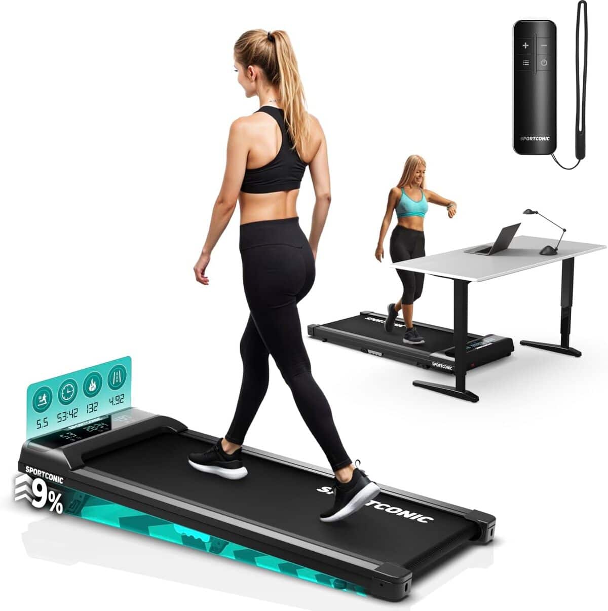 Test : tapis de marche Sportconic inclinable 1-6 km/h pour le bureau