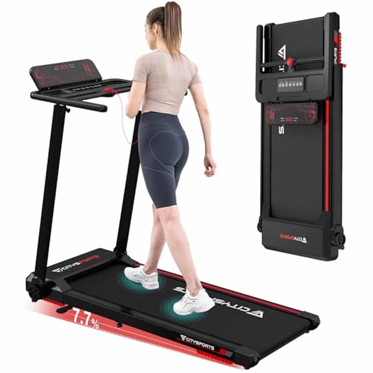 Test du tapis de course CITYSPORTS pliable 12 km/h avec affichage LED et support tablette