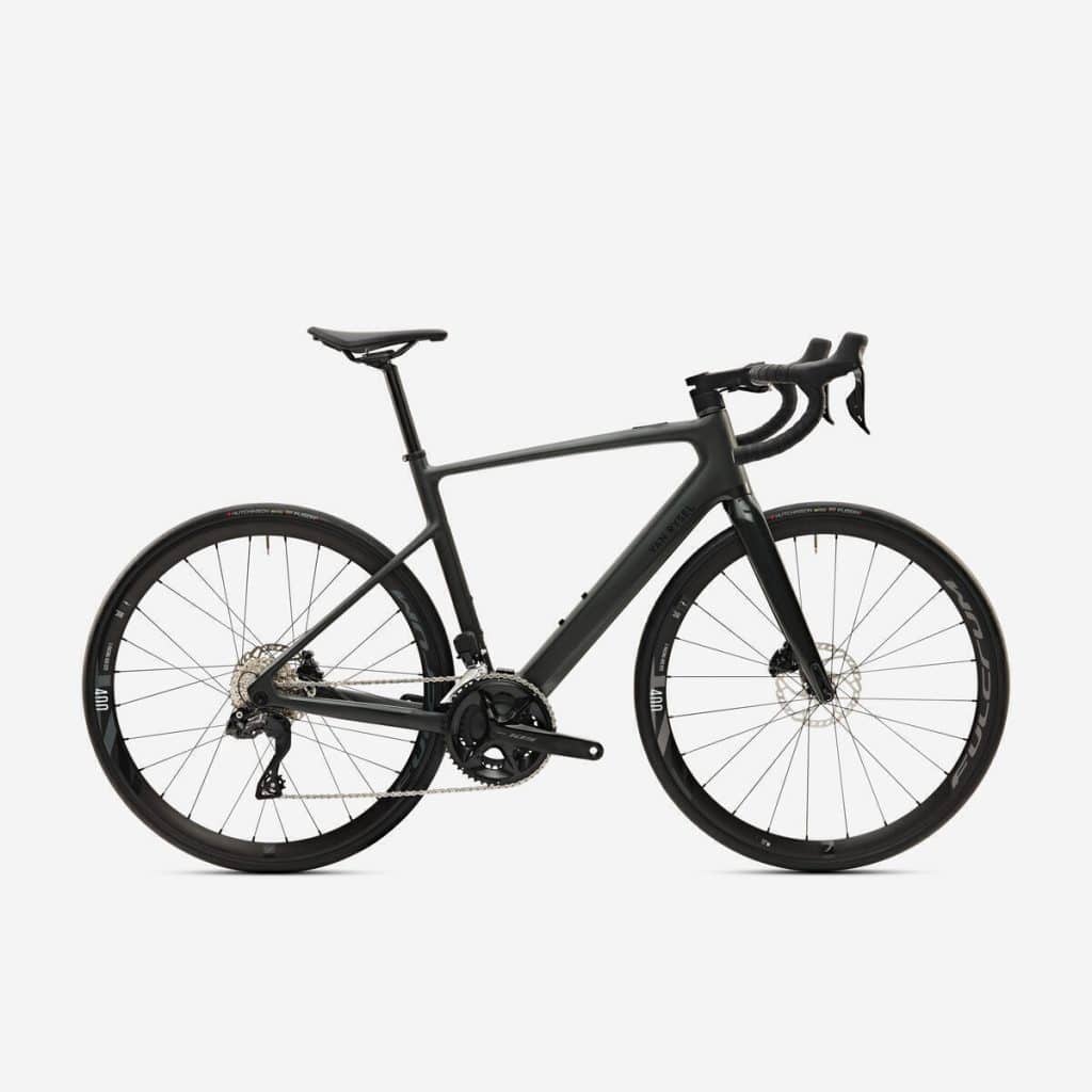 Test du vélo de route électrique Decathlon Shimano 105 Di2 2x12v vert