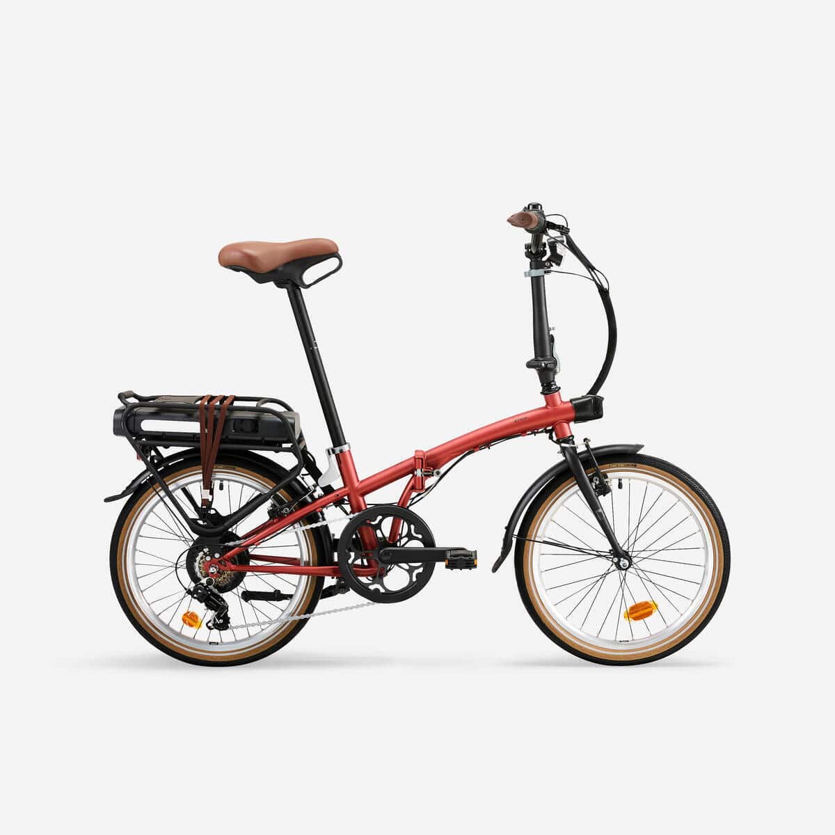 Test : vélo pliant électrique Decathlon e fold 500 rouge brique